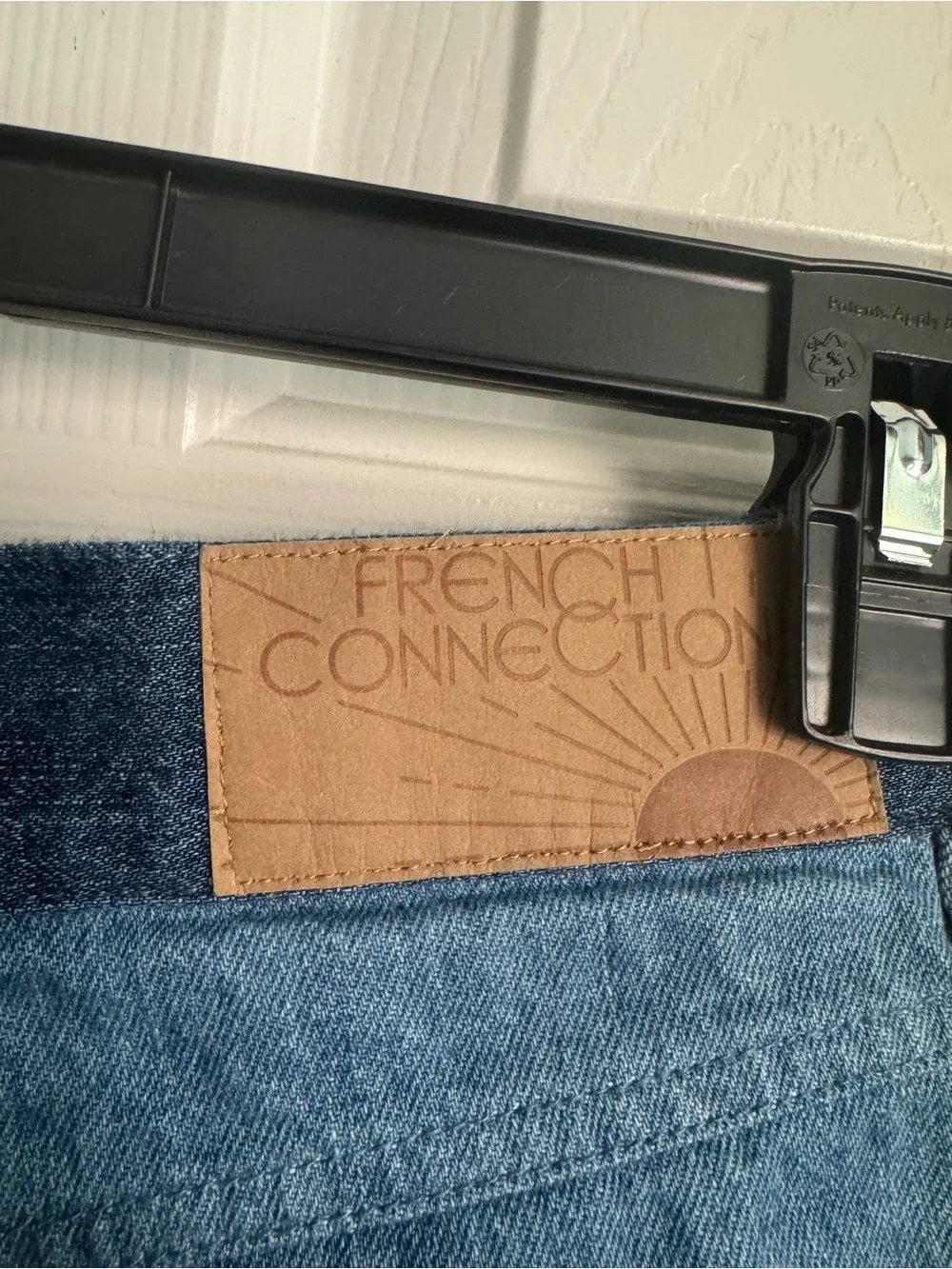EUC French Connection Patchwork Light Dark Blue Straight Relaxed Jeans size 10